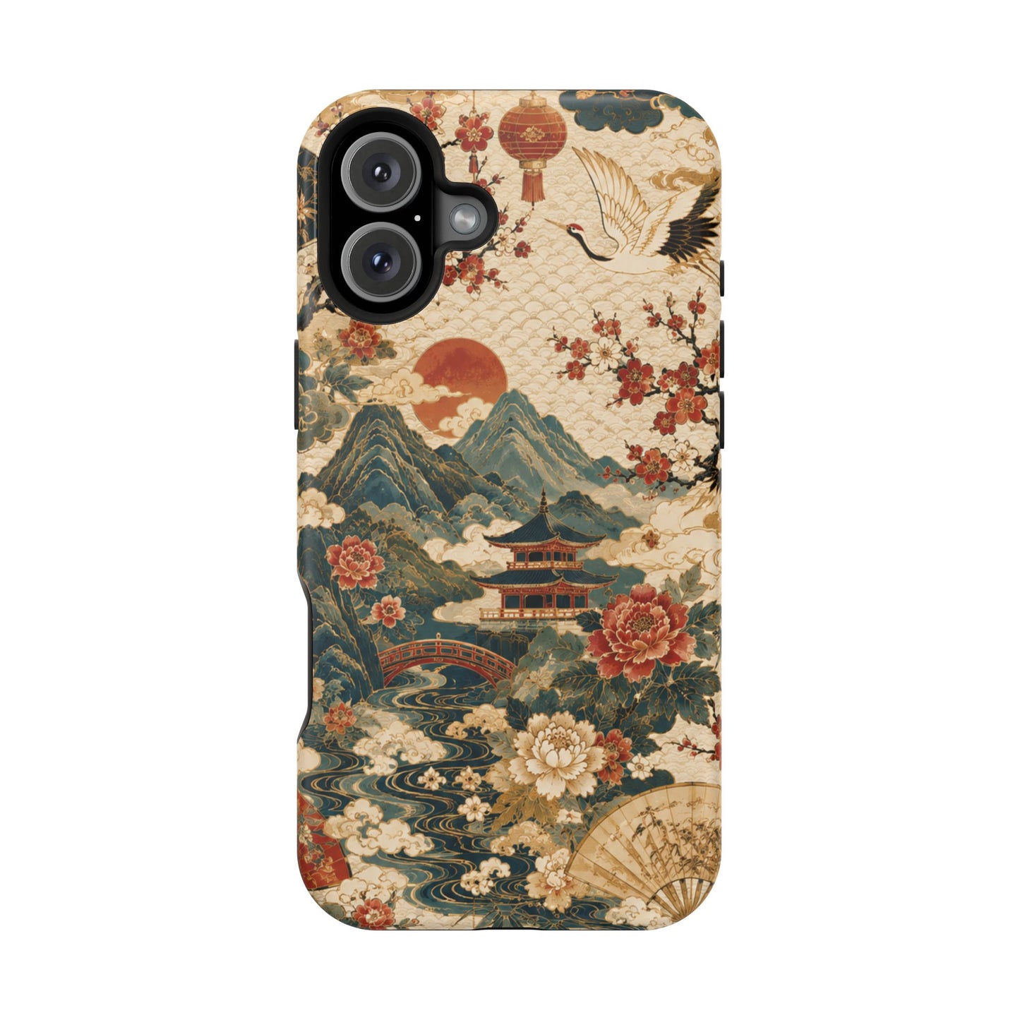 East Asian Vintage Landscape iPhone Case | Magnetic Impact-Resistant Case