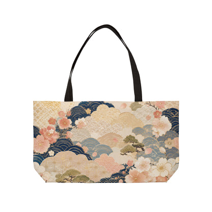 Vintage Japanese Wave & Clouds Weekender Tote Bag