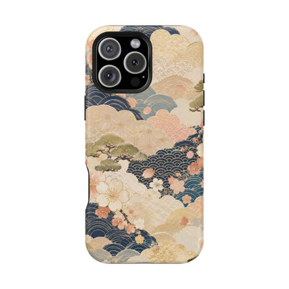Vintage Japanese Floral Wave Magnetic Impact-Resistant iPhone Cases