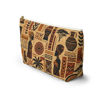 African Tribal Ethnic Silhouette Pattern Accessory Pouch Makeup Bag