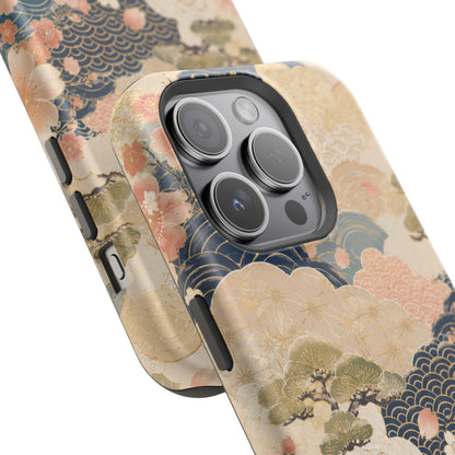 Vintage Japanese Floral Wave Magnetic Impact-Resistant iPhone Cases