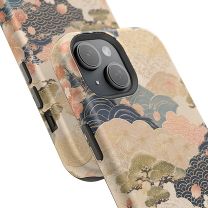 Vintage Japanese Floral Wave Magnetic Impact-Resistant iPhone Cases