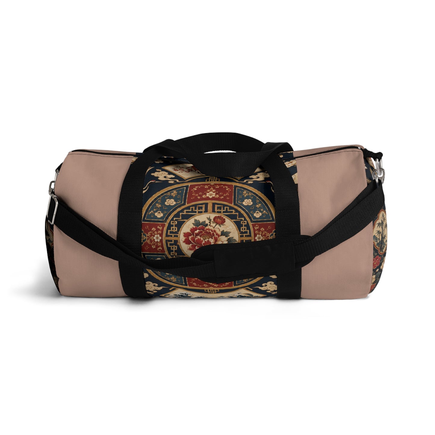 East Asian Oriental Medallion Baby Pink Duffel Gym Bag