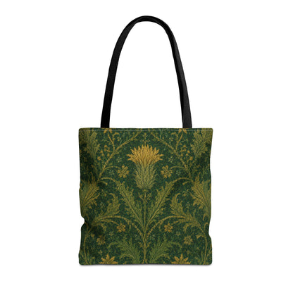 William Morris Forest Green Damask Floral Full Tote Bag