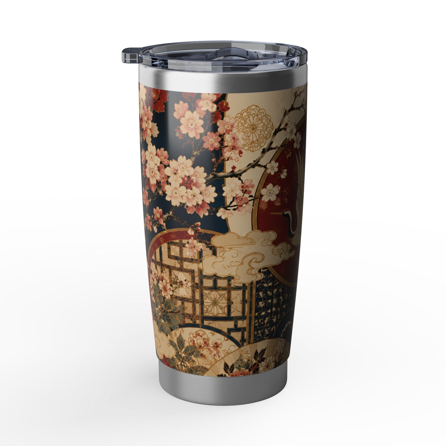 East Asian Floral Crane Tumblr l 20oz Stainless Steel Water Bottle