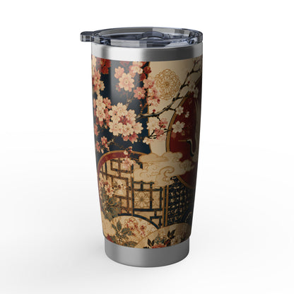 East Asian Floral Crane Tumblr l 20oz Stainless Steel Water Bottle