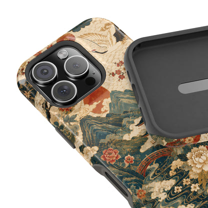 East Asian Vintage Landscape iPhone Case | Magnetic Impact-Resistant Case