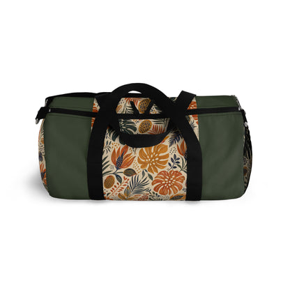 African Tribal Botanical Palm Military Green Gym Duffel Bag