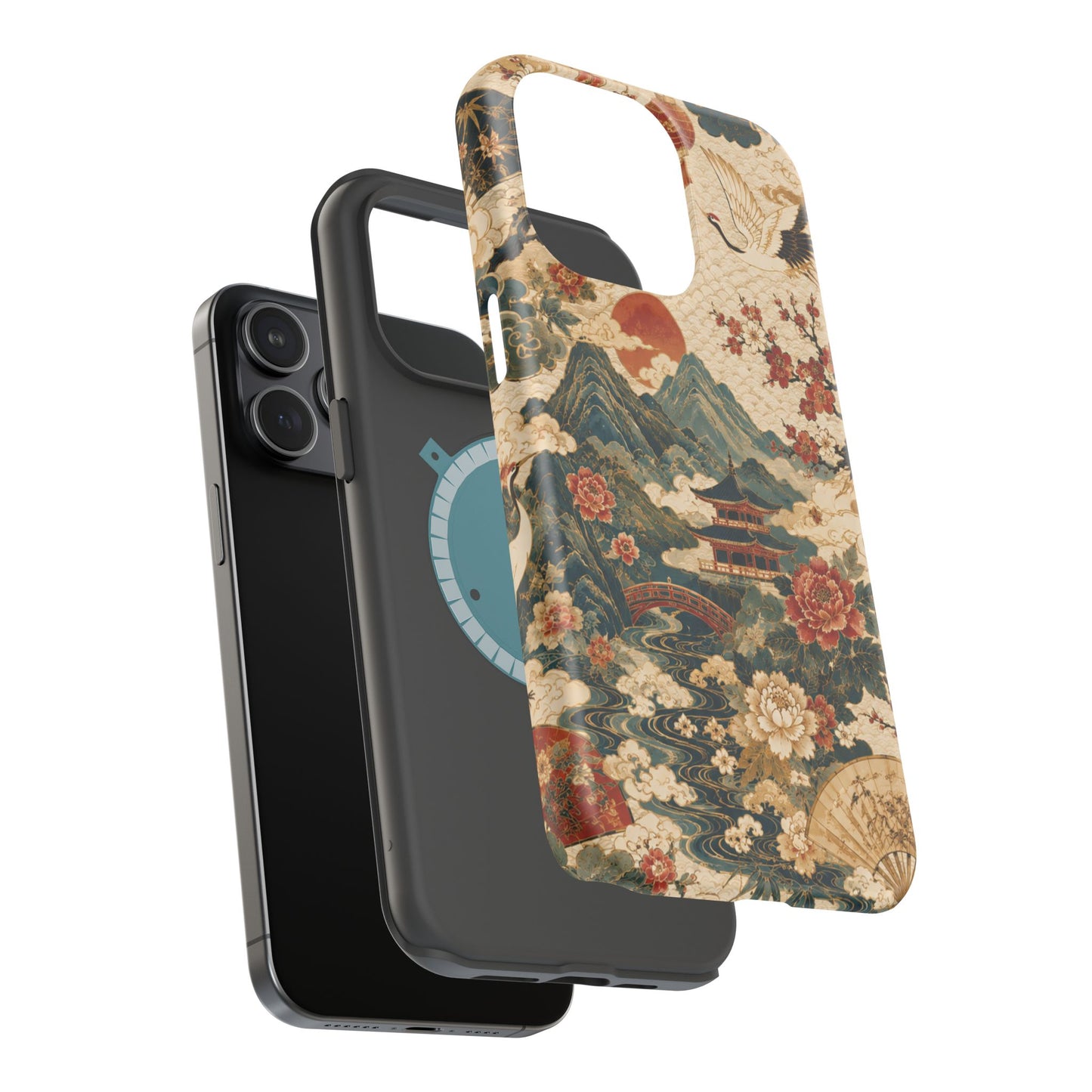 East Asian Vintage Landscape iPhone Case | Magnetic Impact-Resistant Case