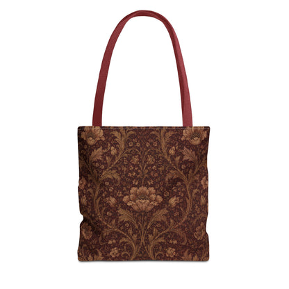 William Morris Floral Damask Maroon Full Art Tote Bag