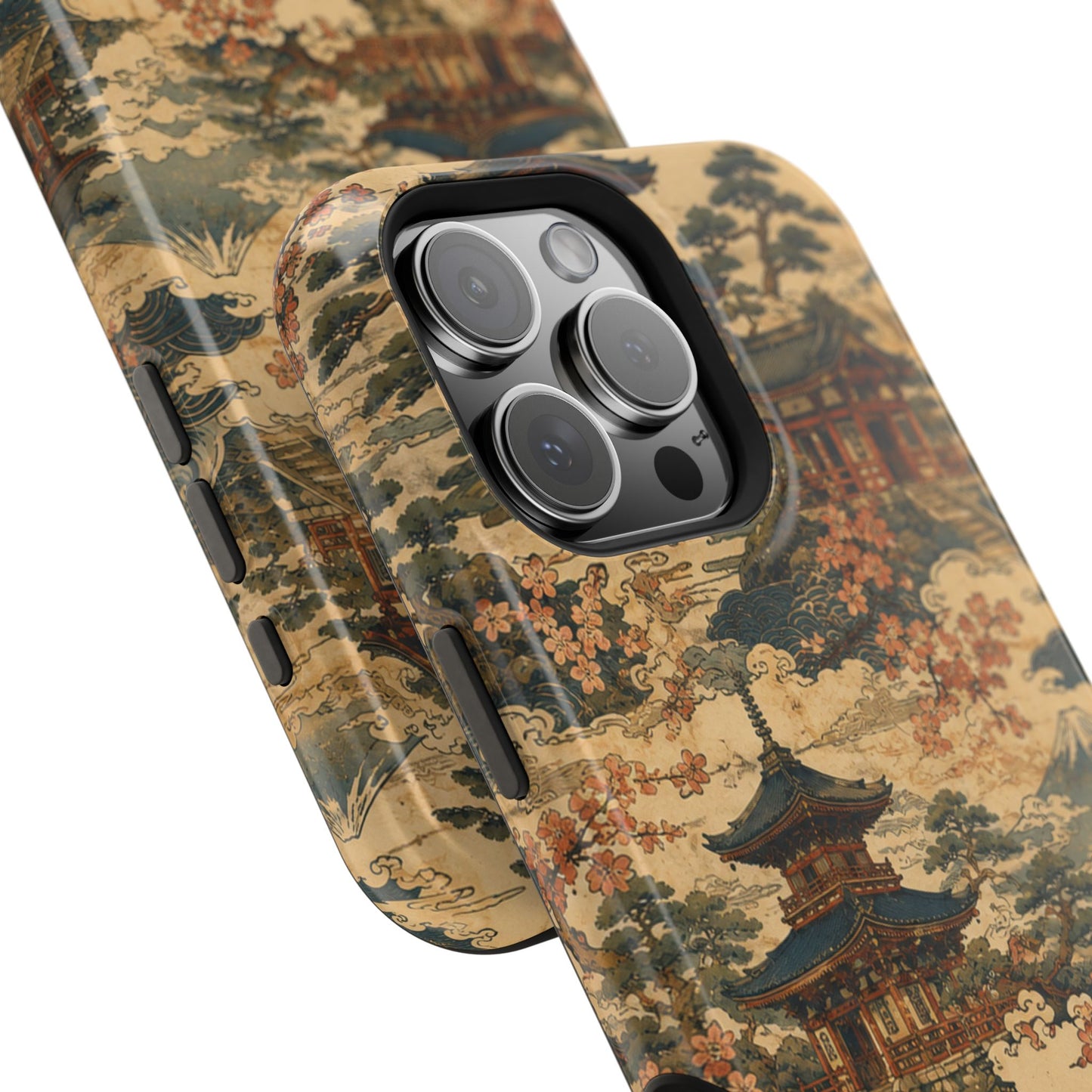 Vintage Japanese Temple Painting Magnetic Impact-Resistant iPhone Cases