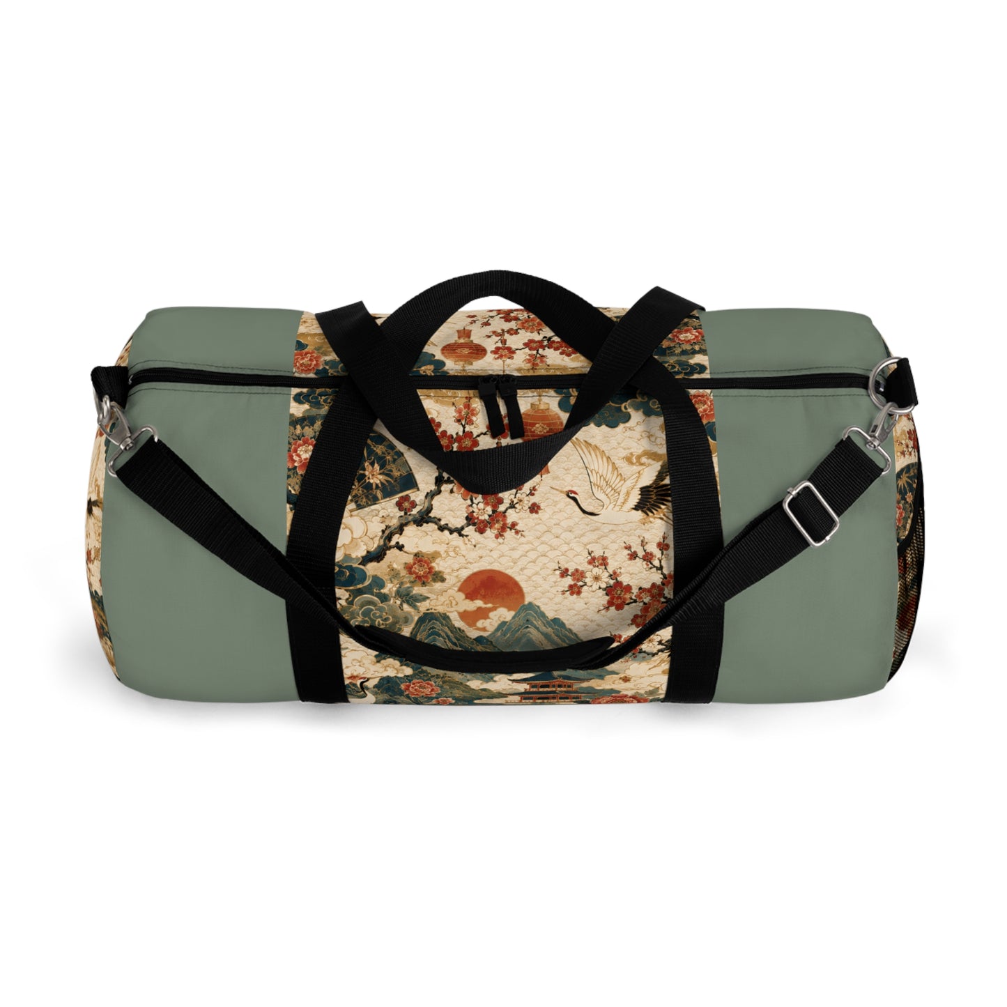 East Asian Vintage Landscape Pastel Green Duffel Gym Bag
