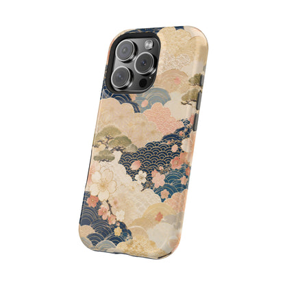 Vintage Japanese Floral Wave Magnetic Impact-Resistant iPhone Cases