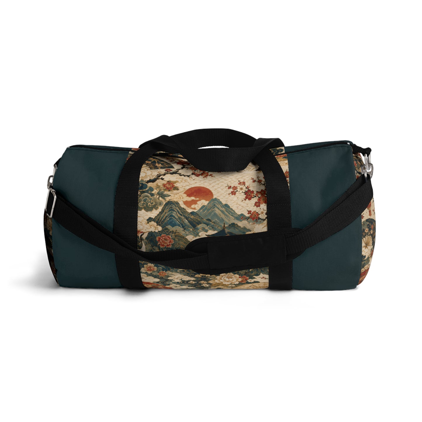 East Asian Vintage Landscape Navy Blue Duffel Gym Bag