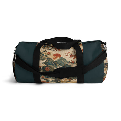 East Asian Vintage Landscape Navy Blue Duffel Gym Bag