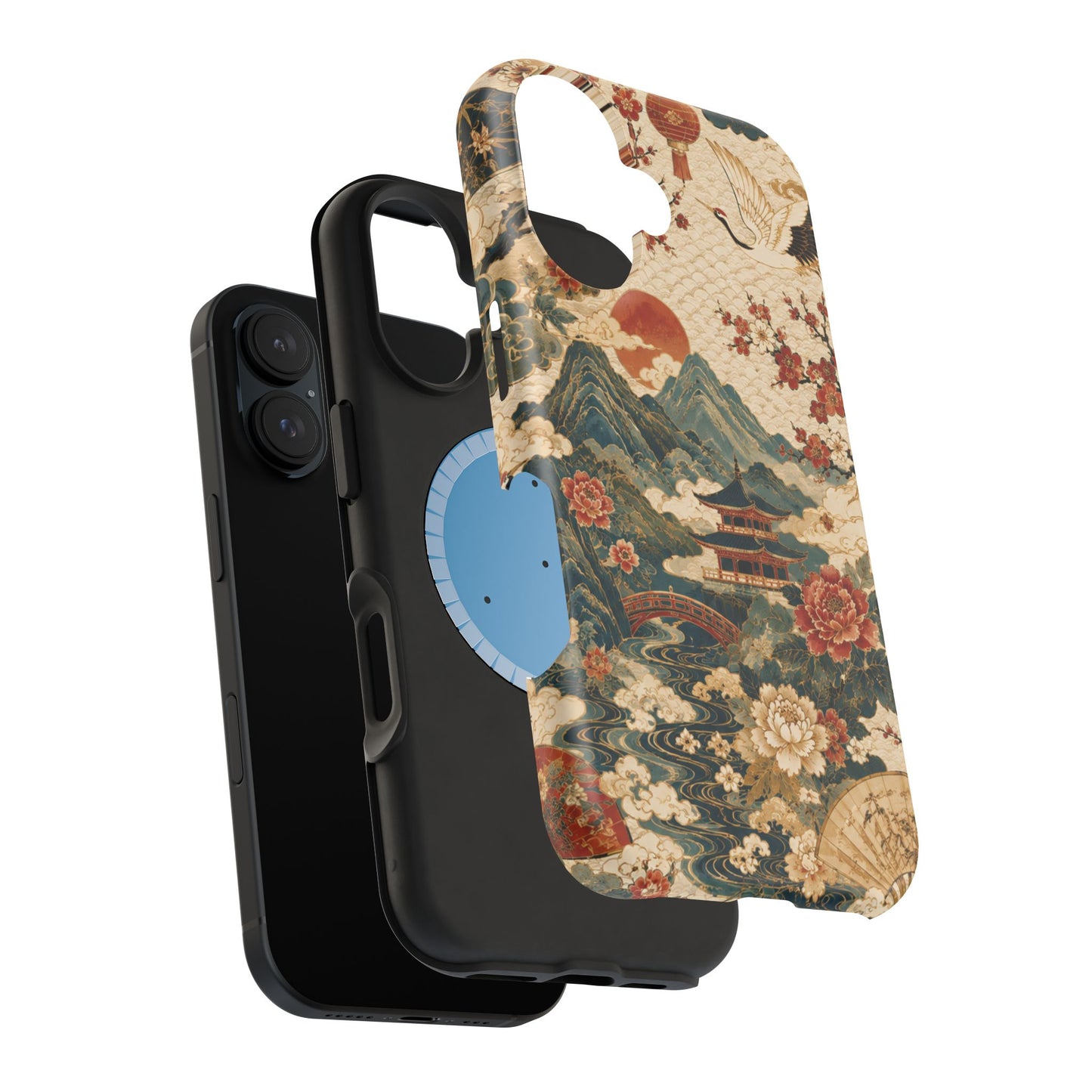 East Asian Vintage Landscape iPhone Case | Magnetic Impact-Resistant Case
