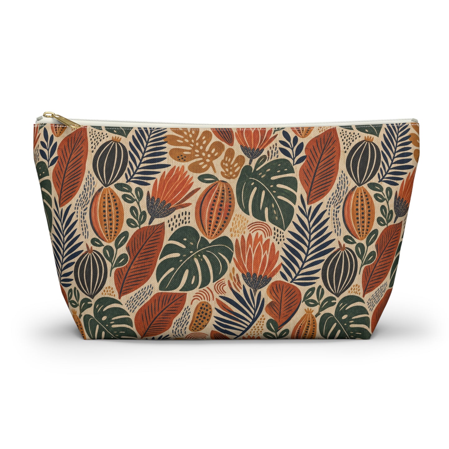 African Tribal Botanical Cacti Leaf Accessory Pouch Makeup Bag
