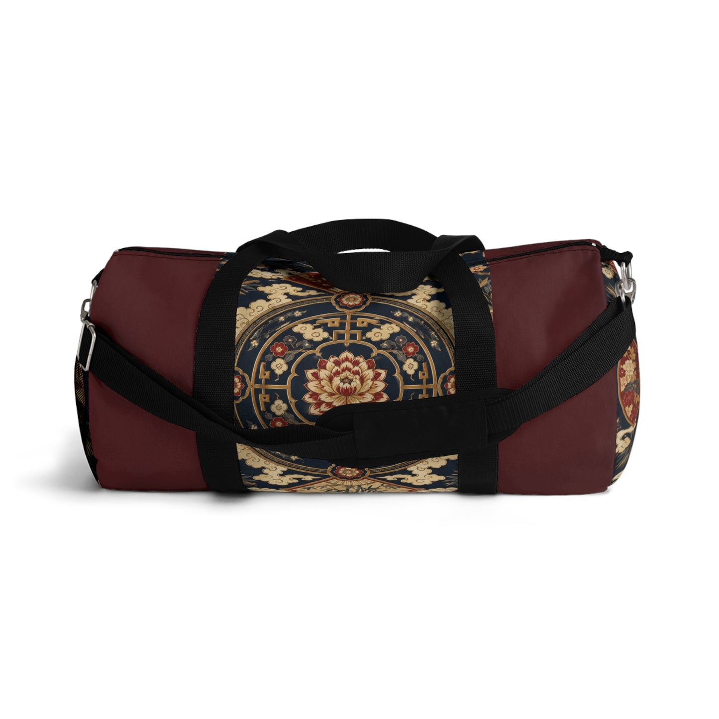 East Asian Mandala Maroon Red Duffel Gym Bag