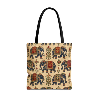 Indian Vintage Traditional Elephant Tapestry Full Art Tote Bag